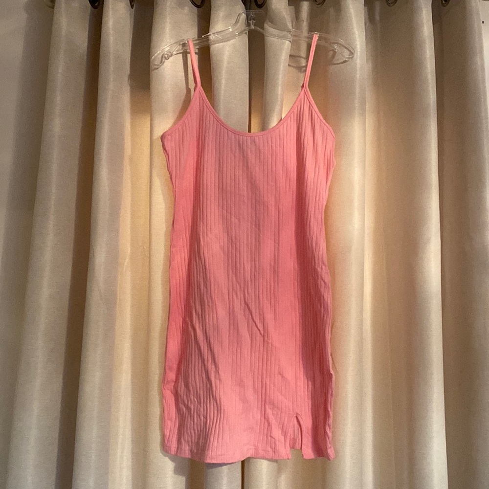 Rib-knit Split Hem Slip Dress